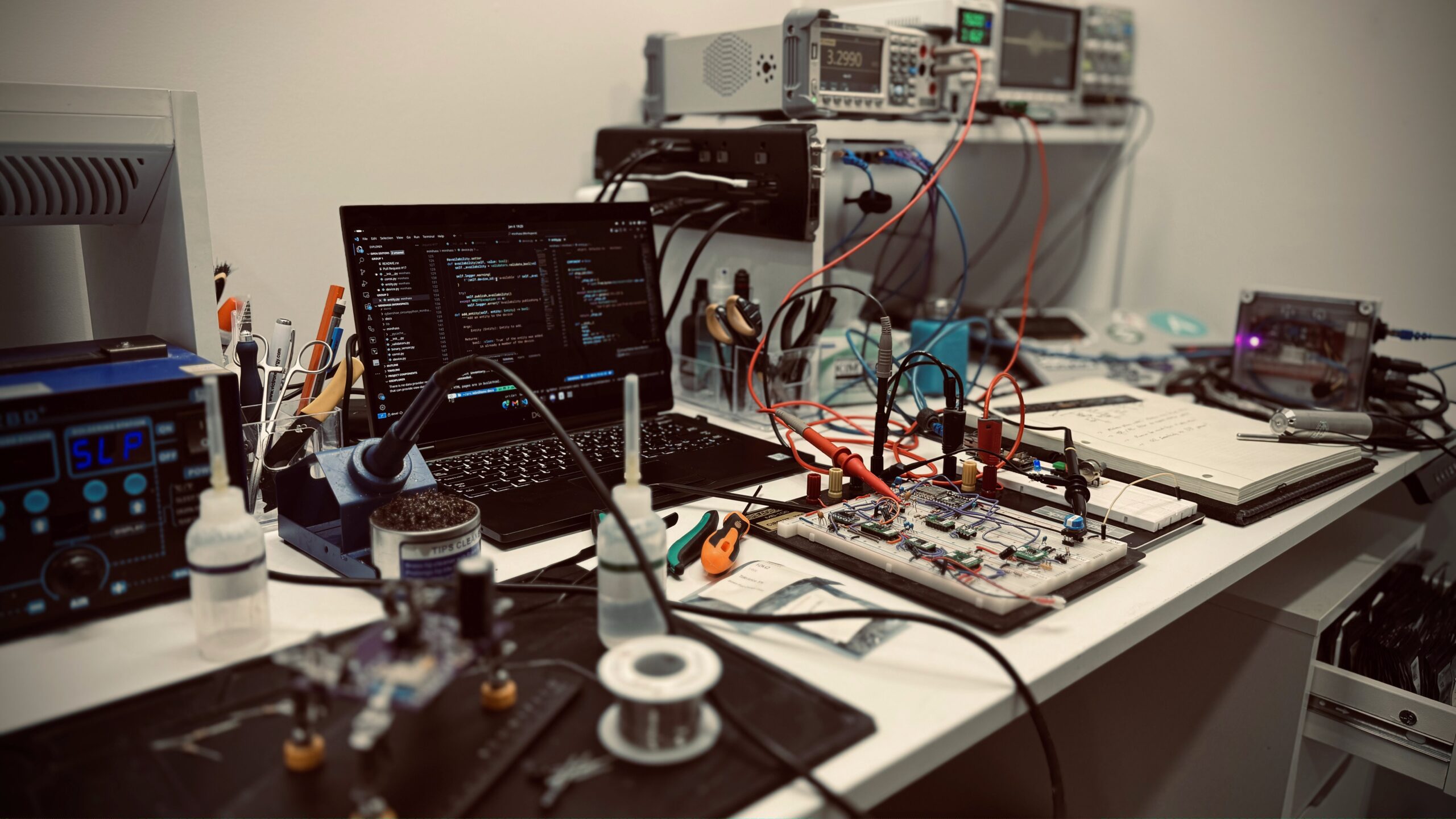 An electronics workbench